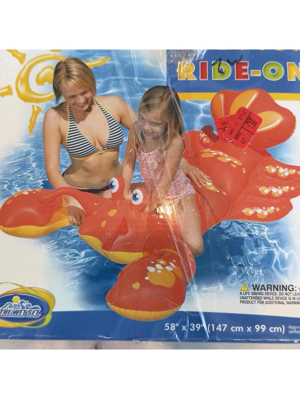 NEW The Wet Set Intex 58" Ride On Lobster Inflatable Pool Toy 2006 Sealed 56530T